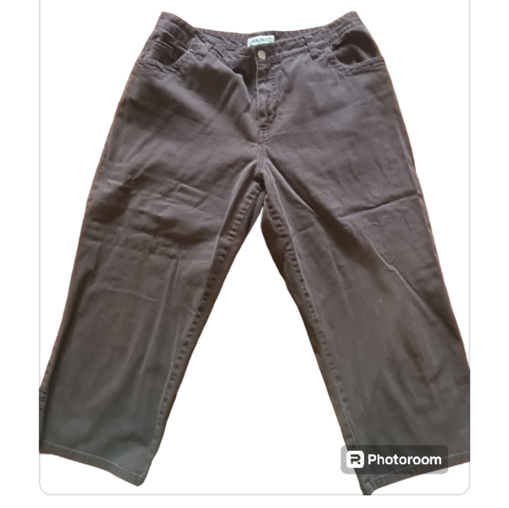 Cherokee Women's Brown Capris Button & Zip up